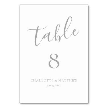 Elegant Silver Calligraphy Table Number