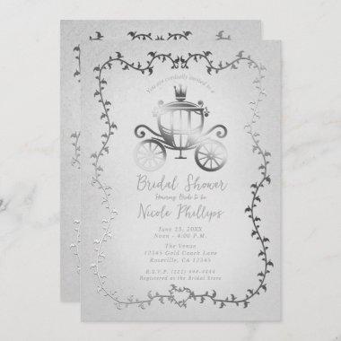 Elegant Silver Carriage Storybook Bridal Invitations