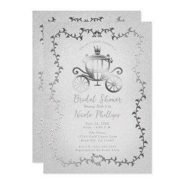 Elegant Silver Carriage Storybook Bridal Invitations