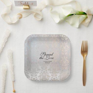 Elegant Silver Damask | Custom Wedding Paper Plates