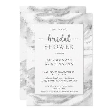 Elegant Silver Foil Marble Bridal Shower Invitations