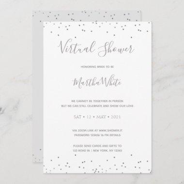 Elegant Silver Grey Simple Virtual Bridal Shower Invitations