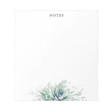 Elegant Silver Leaves Succulents Greenery Notepad