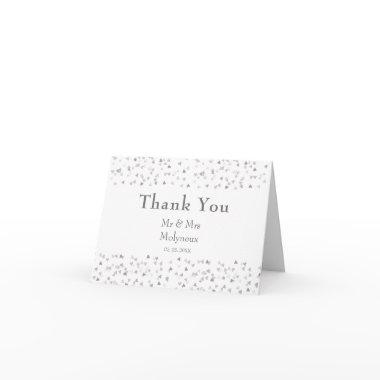 Elegant Silver Love Hearts Confetti Thank You Invitations