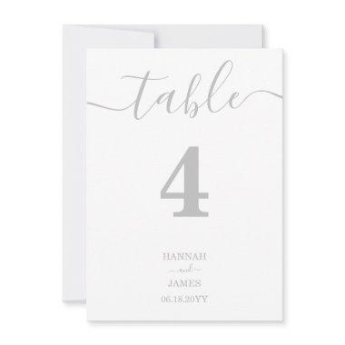 Elegant Silver Minimalist Wedding Table Number