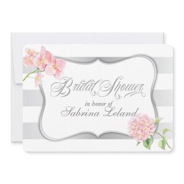 Elegant Silver Stripes Floral