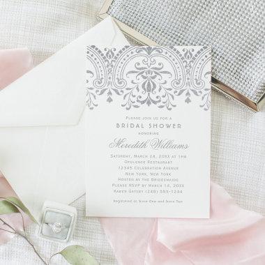 Elegant Silver Vintage Glamour Bridal Shower Invitations