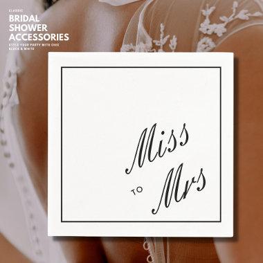 Elegant Simple Black Miss to Mrs Bridal Shower Napkins