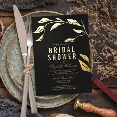 Elegant Simple Branch Black  Gold Foil
