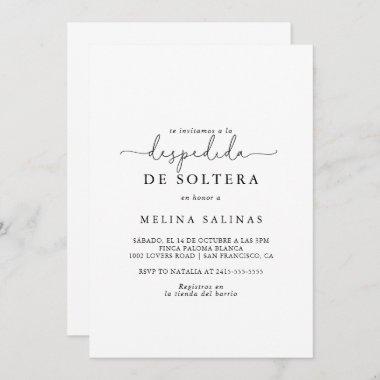 Elegant Simple Calligraphy Spanish Bridal Shower  Invitations