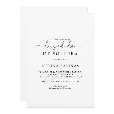 Elegant Simple Calligraphy Spanish Bridal Shower  Invitations