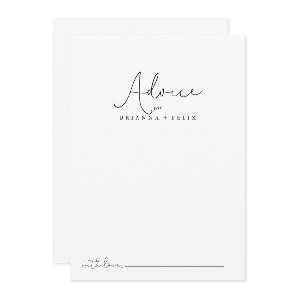 Elegant Simple Calligraphy Wedding  Advice Card