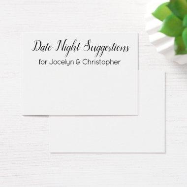 Elegant, Simple Date Night Suggestions Invitations