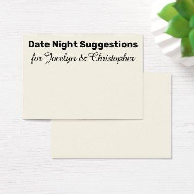 Elegant, Simple Date Night Suggestions Cream Invitations