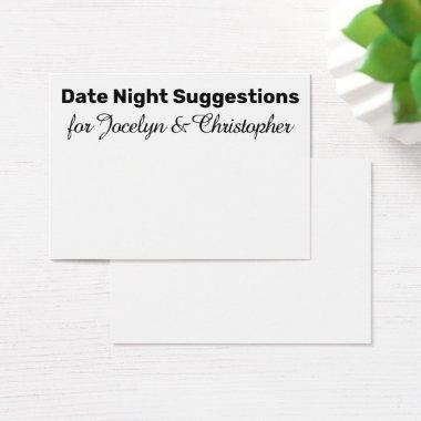 Elegant, Simple Date Night Suggestions White Invitations