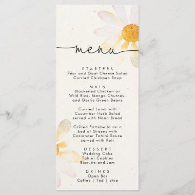 Elegant simple flower watercolor wedding menu