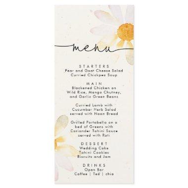 Elegant simple flower watercolor wedding menu