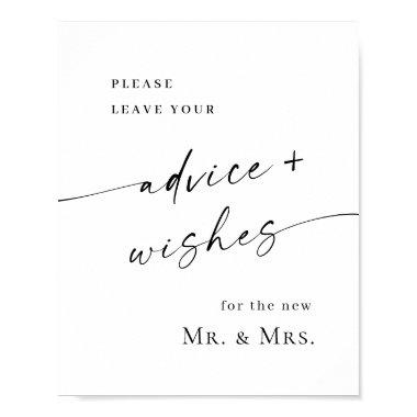 Elegant Simple Minimalist Advice & Wishes Wedding Poster
