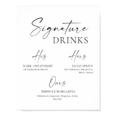 Elegant Simple Minimalist Signature Drinks Wedding Poster