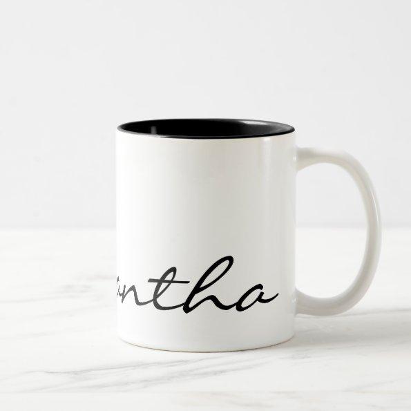 elegant simple modern chic trendy monogram black Two-Tone coffee mug