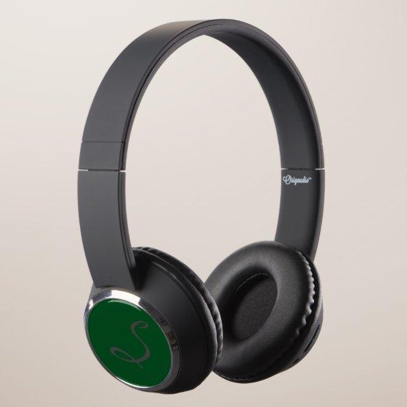 elegant simple modern chic trendy monogram green headphones