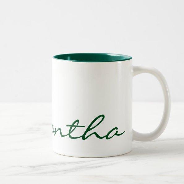 elegant simple modern chic trendy monogram green Two-Tone coffee mug