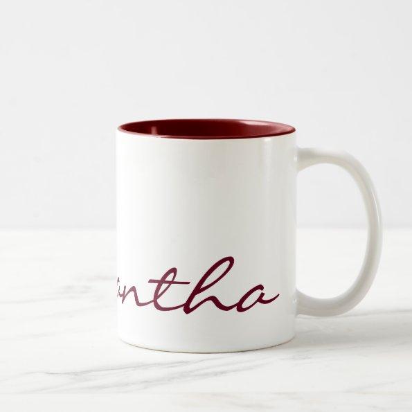 elegant simple modern chic trendy monogram red Two-Tone coffee mug