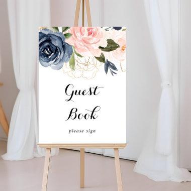 Elegant Simple Winter Floral Guest Book Sign