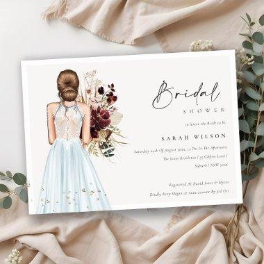 Elegant Sky Blue Wedding Gown  Invite