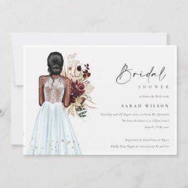 Elegant Sky Blue Wedding Gown Bridal Shower Invite