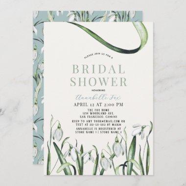 Elegant Snowdrops Watercolor Bridal Shower Invitations
