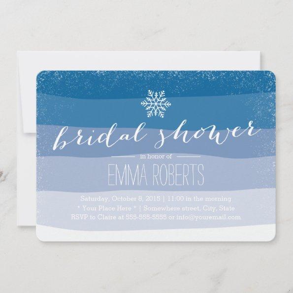 Elegant Snowflake Blue Shades Winter Bridal Shower Invitations