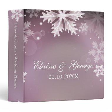 Elegant snowflakes pink winter Wedding Planner 3 Ring Binder