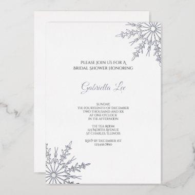 Elegant Snowflakes Winter Bridal Shower Foil Invitations
