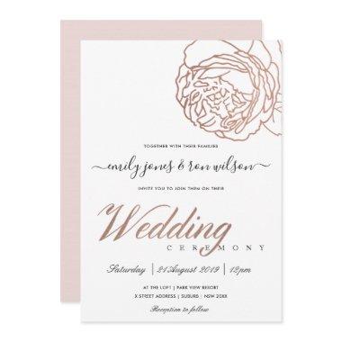 ELEGANT SOFT BLUSH PINK ROSE GOLD FLORAL WEDDING Invitations