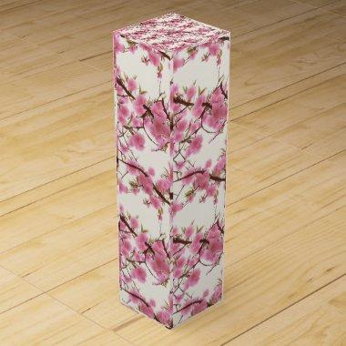 Elegant Soft Pink Cherry Blossom Florals Wine Box