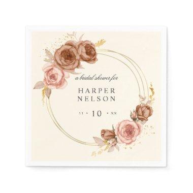Elegant soft pink roses wreath  napkins