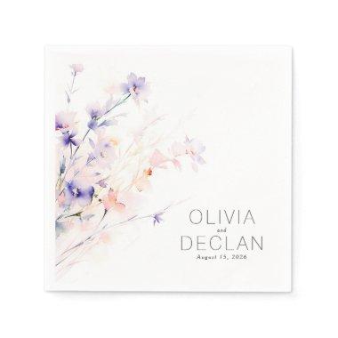 Elegant Soft Purple and Blush Flowers Napkins