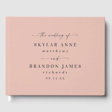 Elegant Solid Color Dusty Blush Pink Wedding Guest Book
