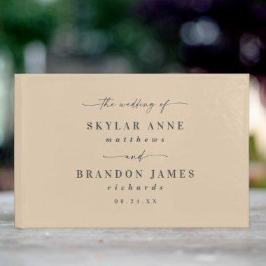 Elegant Solid Color Dusty Yellow Gold Wedding Guest Book