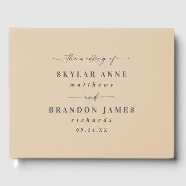 Elegant Solid Color Dusty Yellow Gold Wedding Guest Book