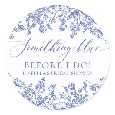 Elegant Something Blue Before I do Bridal Shower Classic Round Sticker