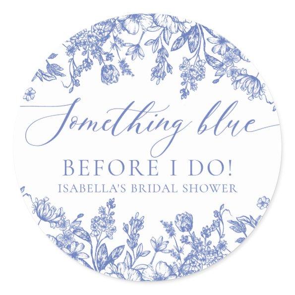 Elegant Something Blue Before I do Bridal Shower Classic Round Sticker