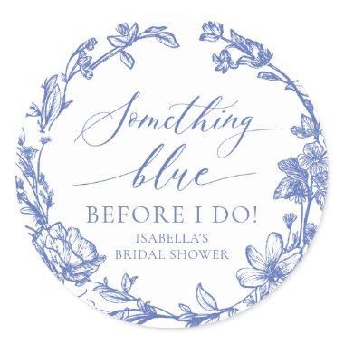 Elegant Something Blue Before I do Bridal Shower Classic Round Sticker