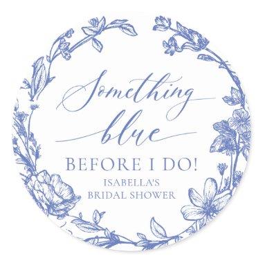 Elegant Something Blue Before I do Bridal Shower Classic Round Sticker