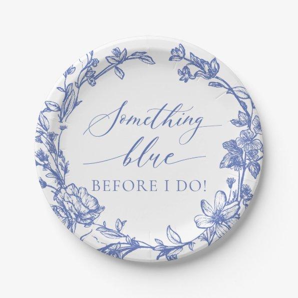 Elegant Something Blue Before I do Bridal Shower Paper Plates
