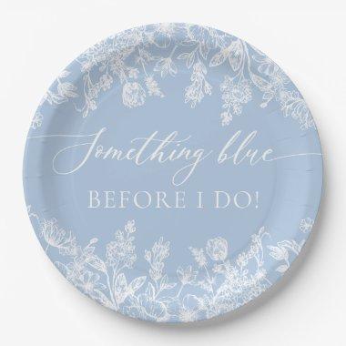 Elegant Something Blue Before I do Bridal Shower Paper Plates