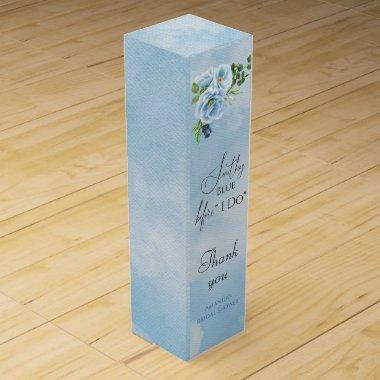 Elegant Something Blue Floral Bridal Shower Favor Wine Box