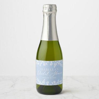 Elegant Something Blue Floral Bridal Shower Sparkling Wine Label