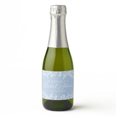 Elegant Something Blue Floral Bridal Shower Sparkling Wine Label